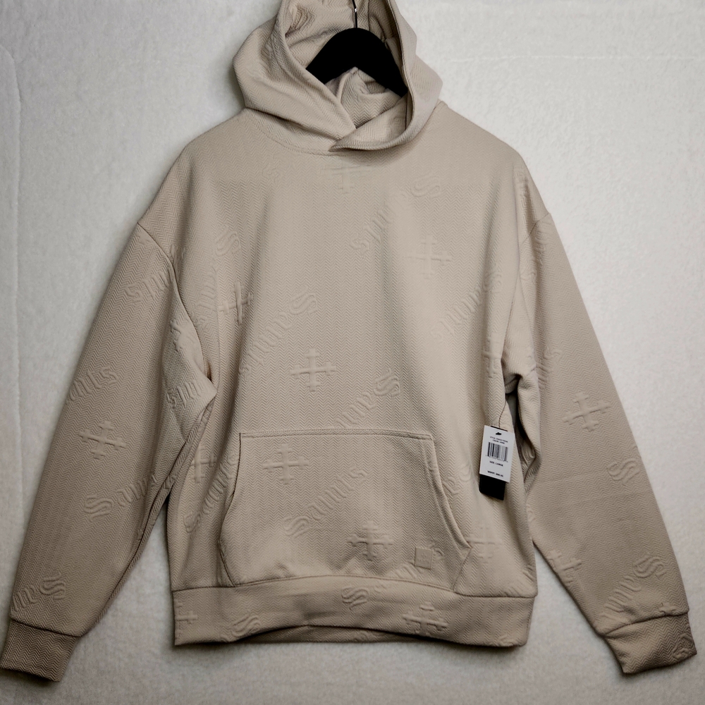 Saints Hoodie Chevron Pattern With Embossed Logo, Sandish Color. Size Large